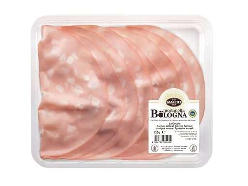 Mortadella Bologna italienne tranchée, produit traiteur sélectionné